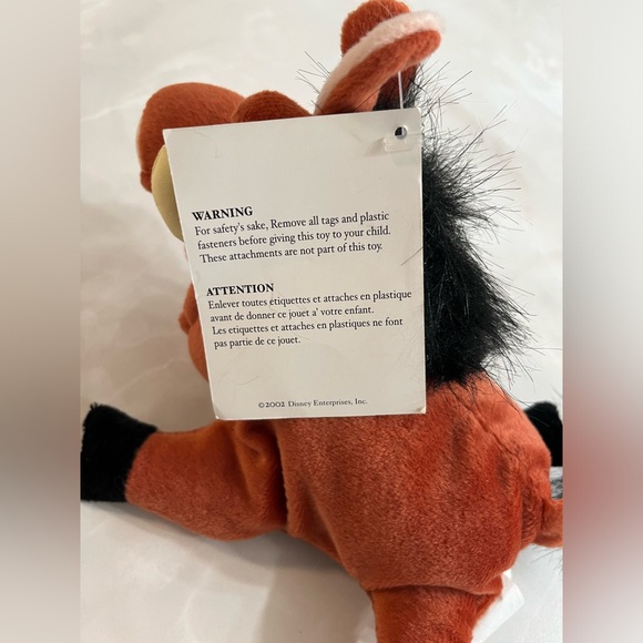 Vintage LION KING Mattel 9" PUMBA Warthog Plush Toy Figure Disney Store Tag On - Picture 6 of 8